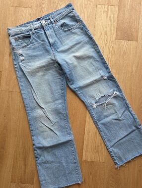 Gap Light Wash Distressed Kick Flare Jeans